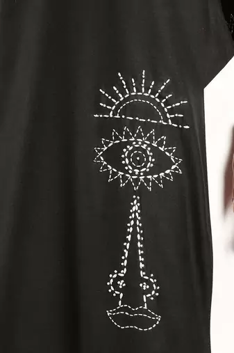 black embroidered cotton suit – set of 2