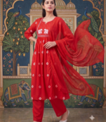 elephant embroidery bandhani kurti set with dupatta