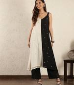 Black & white colorblock  chanderi suit set