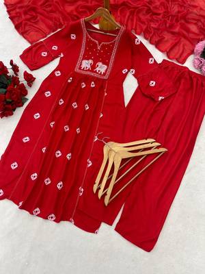 Elephant embroidery bandhani kurti set with dupatta 4