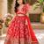 Red faux georgette with beautiful digital printed & sequins embroidered work lehenga choli for kids