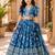 Teal faux georgette with beautiful digital printed & sequins embroidered work lehenga choli for kids