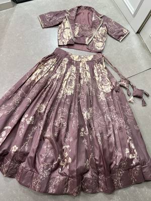 brown Women's Tussar Silk With Floral Print Cord-Set 6