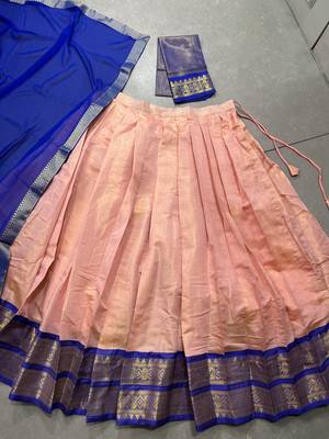 peach Kanchipuram Zari Weaving Work lehenga Choli  8