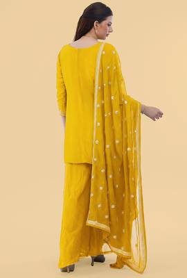 Yellow crepe kurta sharara set 2