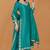 Teal self katan kurta pant set with cutdana pearl mirror embroiderey and dupatta
