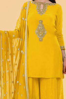 Yellow crepe kurta sharara set 3