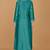 Teal self katan kurta pant set with cutdana pearl mirror embroiderey and dupatta