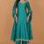 Teal self katan kurta pant set with cutdana pearl mirror embroiderey and dupatta