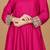 Fuchsia Self Katan Kurta and Pant with Mirror Work and Georgette Dupatta