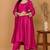 Fuchsia Self Katan Kurta and Pant with Mirror Work and Georgette Dupatta