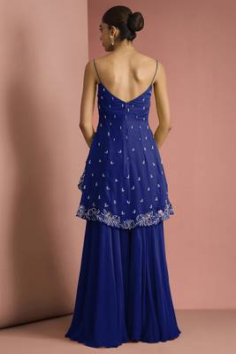 Dark blue  crepe bead work sharara set 2