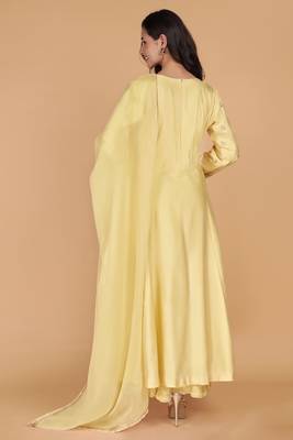 Light yellow katan silk sharara set with beads and pearl embroidery 2
