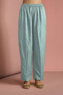 Light teal opara silk pearl cutdana work three piece set 4