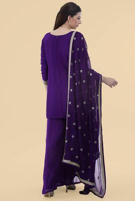 Purple crepe kurta sharara set 2