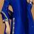 Royal blue self katan kurta pant set with cutdana pearl mirror embroiderey and dupatta