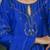 Royal blue katan silk kurta set with cutdana and sequins work
