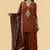 Brown crepe kurta sharara set with hand embroidery