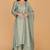 Olive green katan silk sharara set with beads and pearl embroidery