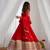 Designer red anarkali kurta pant set for women | premium ethnic wear