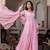 Women's baby pink flared anarkali kurta palazzo set with dupatta