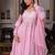 Women's baby pink flared anarkali kurta palazzo set with dupatta