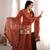 Women's rust orange embroidered kurta set with dupatta