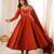 Designer rust red embroidered anarkali gown for women with matching dupatta