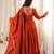 Designer rust red embroidered anarkali gown for women with matching dupatta