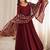 women's burgundy anarkali gown with heavy embroidered dupatta   designer ethnic wear
