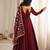 women's burgundy anarkali gown with heavy embroidered dupatta   designer ethnic wear