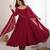 maroon anarkali gown for women with designer golden border dupatta   festive wear