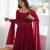maroon anarkali gown for women with designer golden border dupatta   festive wear