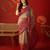 Beige georgette bandhni printed saree with unstitched blouse piece.