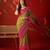 Green georgette bandhni printed saree with unstitched blouse piece.
