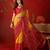 Mustard georgette bandhni printed saree with unstitched blouse piece.