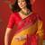 Mustard georgette bandhni printed saree with unstitched blouse piece.
