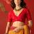 Mustard georgette bandhni printed saree with unstitched blouse piece.