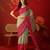 Pista georgette bandhni printed saree with unstitched blouse piece.
