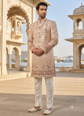 Wine shaded indowestern for men 1