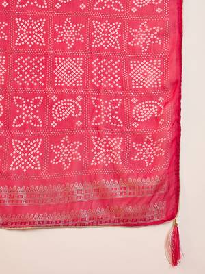Pista georgette bandhni printed saree with unstitched blouse piece. 5