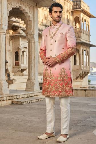 Red shaded indowestern for men