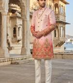 Red shaded indowestern for men