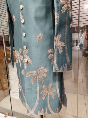 Sky blue indowestern for men 3