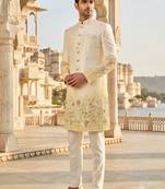 Yellow shaded indowestern for men