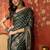 Green silk cotton bandhni saree with unstitched blouse piece.