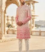 Pink shaded navabi indowestern for men