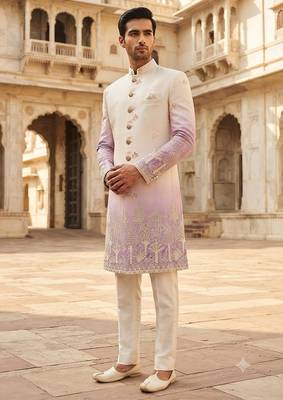 Lavender shaded indowestern for men 1