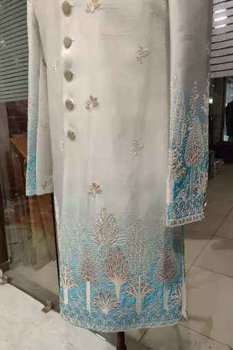 Blue shaded indowestern for men