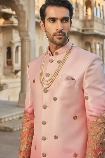 Red shaded indowestern for men